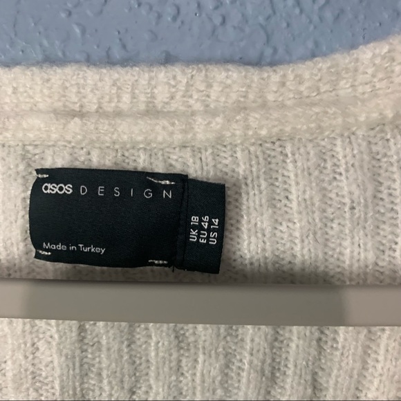 ASOS Oversized Cropped Ribbed Button Up Sweater - Picture 2 of 5